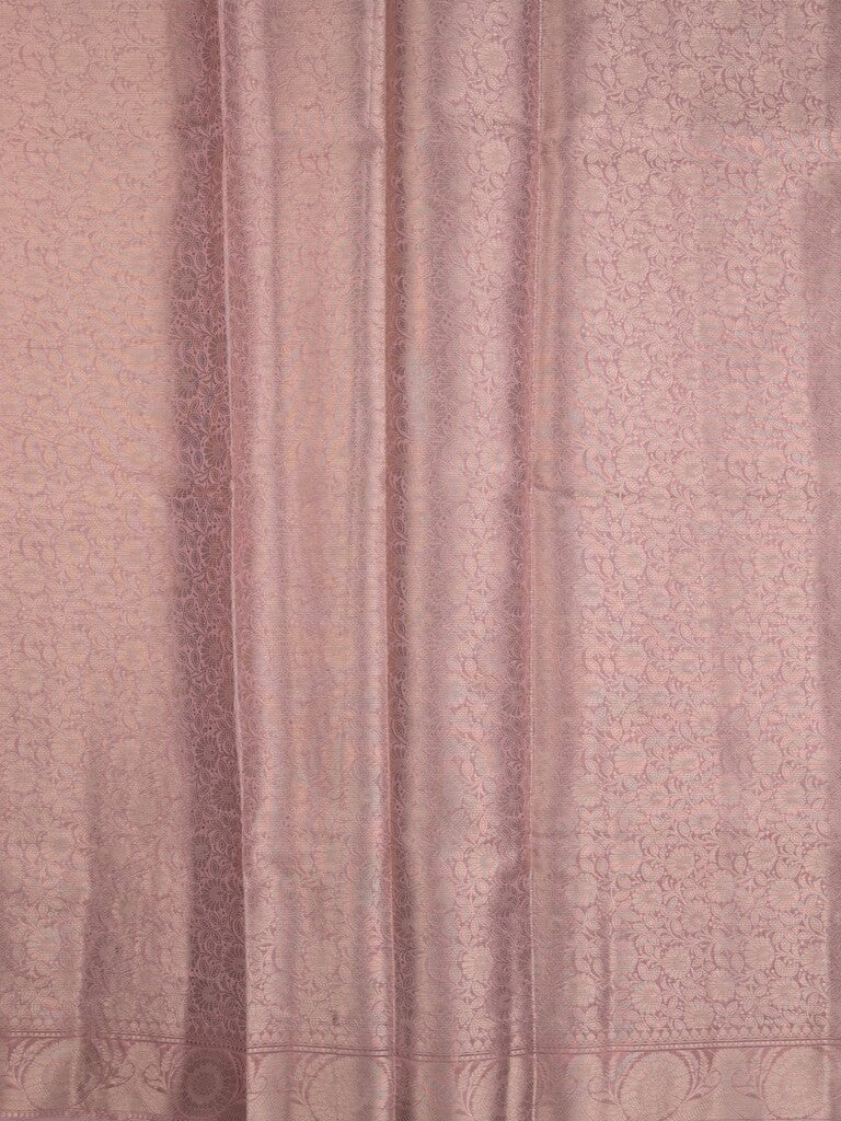 Chanderi kora fancy saree baby pink color allover zari weaves & zari border with brocade pallu and attached brocade blouse