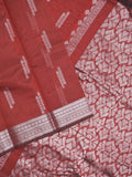 Mangalagiri fancy saree maroon color allover zari weaves & zari border with rich pallu and plain blouse