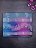 Banaras fancy saree sky blue color allover zari weaves & zari border with rich pallu and attached blouse