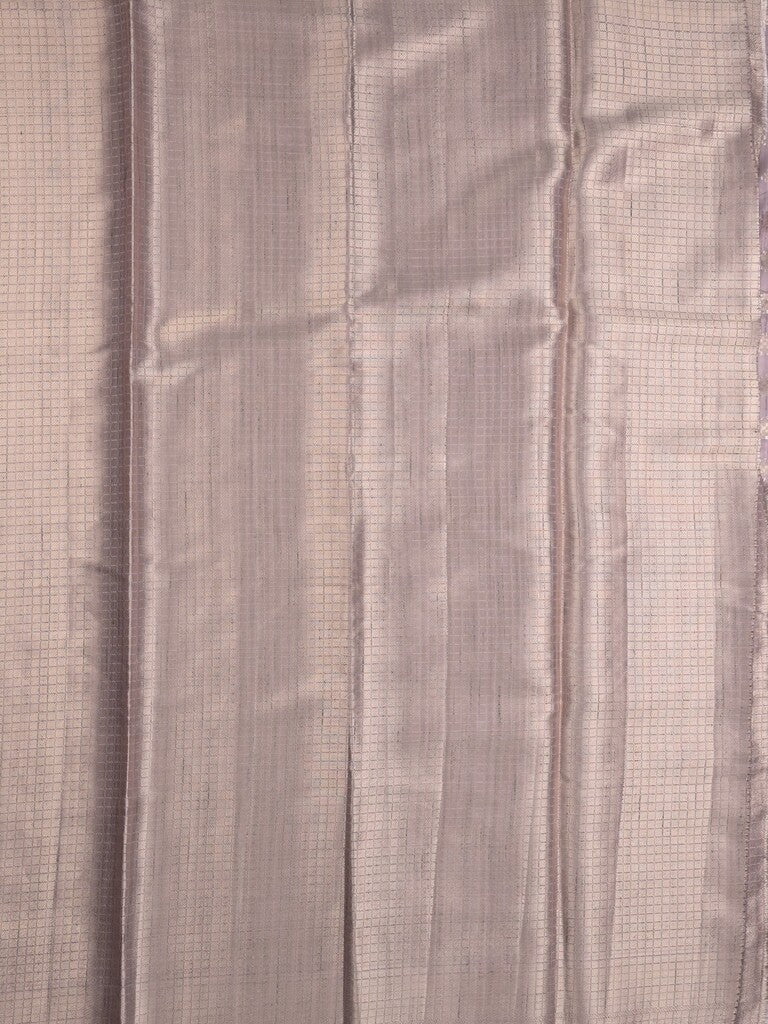 Chanderi jute fancy saree light purple color allover zari motifs & zari border with brocade pallu and attached brocade blouse