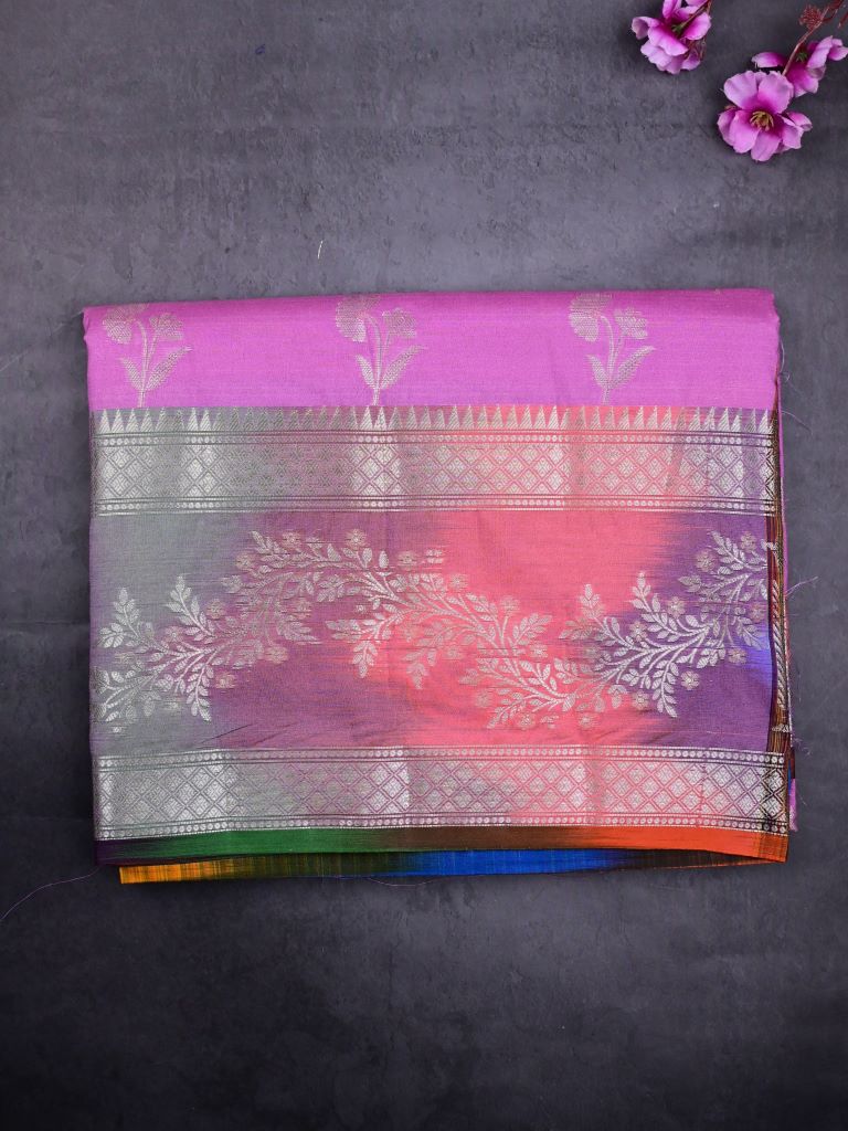 Banaras fancy saree lavender color allover zari weaves & zari border with rich pallu and attached blouse