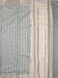 Chanderi jute fancy saree pastel blue color allover zari motifs & zari border with brocade pallu and attached brocade blouse
