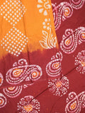 Maheswari cotton saree yellow color allover bathik prints & printed border with printed pallu and plain blouse