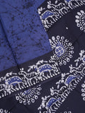 Maheswari cotton saree blue color allover shibori prints & printed border with printed pallu and running blouse