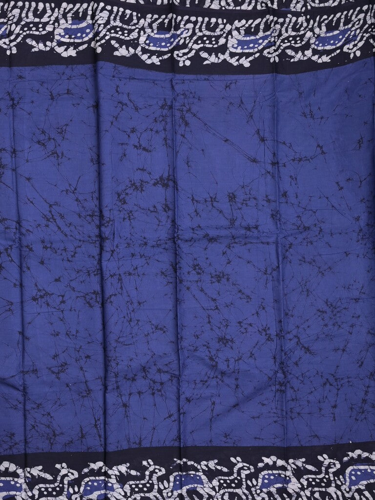 Maheswari cotton saree blue color allover shibori prints & printed border with printed pallu and running blouse