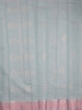 Chanderi fancy saree light blue color allover zari weaves & zari border with short pallu and attached self blouse