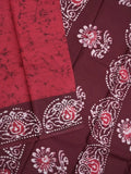 Maheswari cotton saree red color allover shibori prints & printed border with printed pallu and running blouse