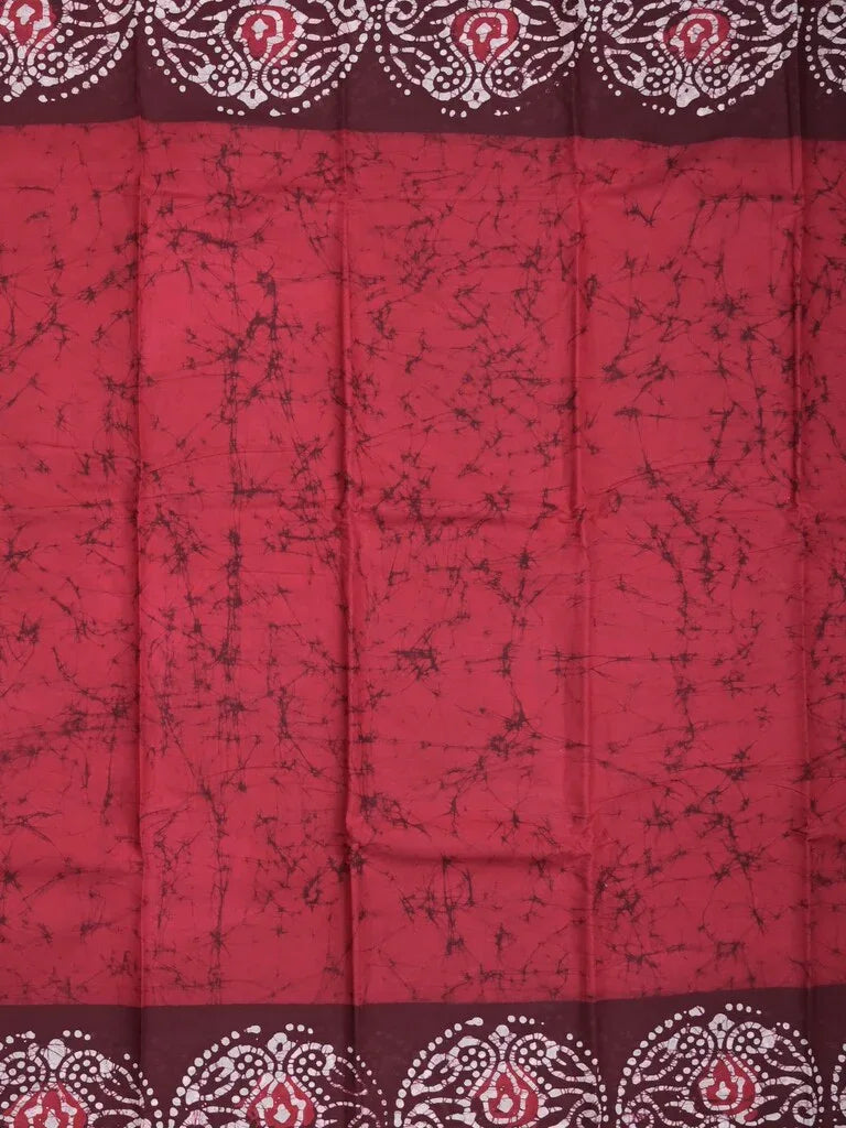 Maheswari cotton saree red color allover shibori prints & printed border with printed pallu and running blouse