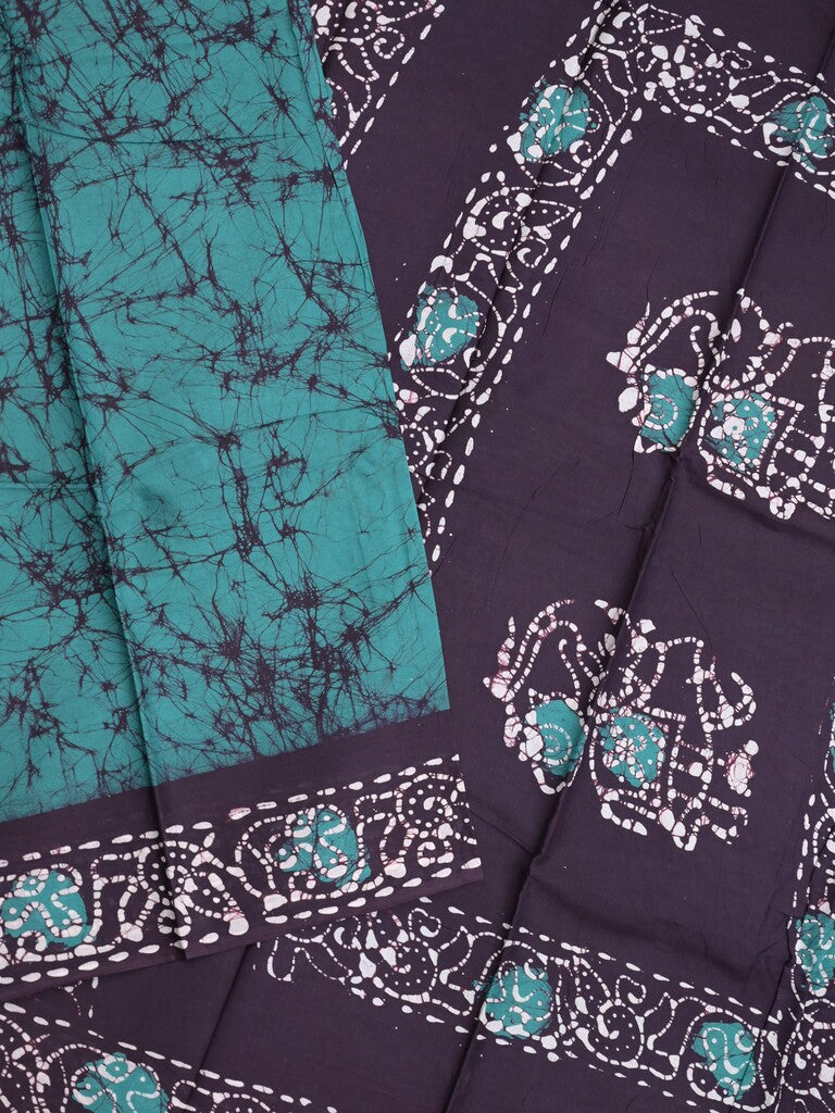 Maheswari cotton saree sky blue color allover shibori prints & printed border with printed pallu and running blouse