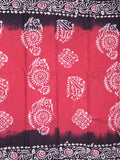 Maheswari cotton saree pink color allover bathik prints & printed border with printed pallu and plain blouse