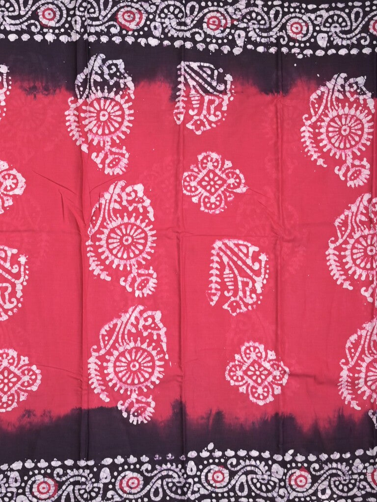 Maheswari cotton saree pink color allover bathik prints & printed border with printed pallu and plain blouse