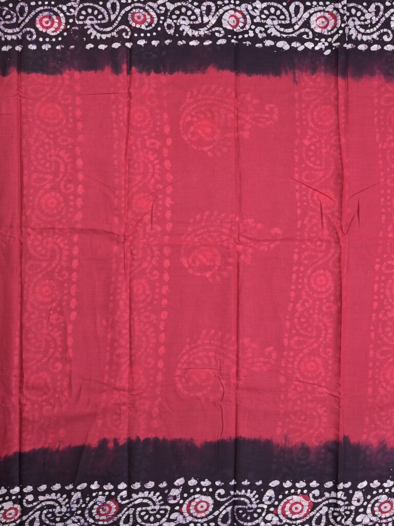 Maheswari cotton saree pink color allover bathik prints & printed border with printed pallu and plain blouse