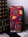 Maheswari fancy saree wine color allover prints & small zari border with short pallu and plain contrast blouse