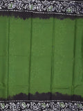 Maheswari cotton saree green color allover bathik prints & printed border with printed pallu and plain blouse