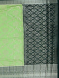 Banaras fancy saree pista green color allover zari weaves & zari border with rich pallu and contrast brocade blouse