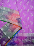 Banaras fancy saree lavender color allover zari weaves & zari border with rich pallu and attached blouse