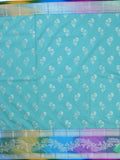 Banaras fancy saree light blue color allover zari weaves & zari border with rich pallu and attached blouse