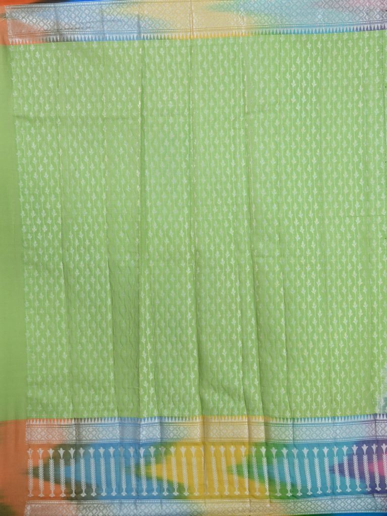 Banaras fancy saree light green color allover zari weaves & zari border with rich pallu and attached blouse