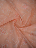 Chanderi fancy saree peach color with allover weaves & zari border with short pallu and plain blouse