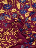 Maheswari fancy saree wine color allover prints & small zari border with short pallu and plain contrast blouse