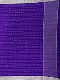 Chiffon fancy saree violet color allover stripes and sequence work & zari border with short pallu and attached blouse