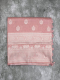 Dupion fancy saree baby pink color allover zari motifs & zari border with rich pallu and plain contrast blouse