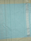 Chanderi kora fancy saree light blue color allover zari motifs & zari border with rich pallu and plain blouse