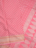 Chanderi kora fancy saree light pink color allover zari motifs & zari border with rich pallu and plain blouse