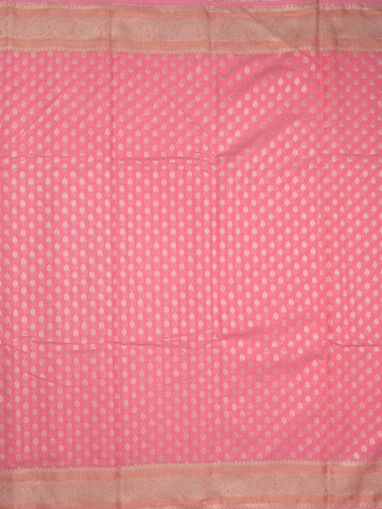 Chanderi kora fancy saree light pink color allover zari motifs & zari border with rich pallu and plain blouse