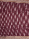 Chanderi kora fancy saree dark brown color allover zari motifs & zari border with rich pallu and plain blouse