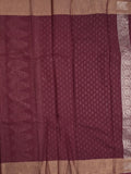 Chanderi kora fancy saree dark brown color allover zari motifs & zari border with rich pallu and plain blouse