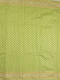 Chanderi kora fancy saree light green color allover zari motifs & zari border with rich pallu and plain blouse