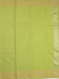 Chanderi kora fancy saree light green color allover zari motifs & zari border with rich pallu and plain blouse