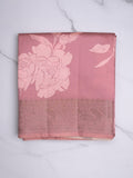 Dupion fancy saree onion pink color allover digital prints & zari border with short pallu and printed blouse