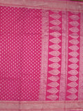 Chanderi kora fancy saree magenta color allover zari motifs & zari border with rich pallu and plain blouse