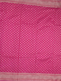 Chanderi kora fancy saree magenta color allover zari motifs & zari border with rich pallu and plain blouse