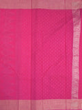 Chanderi kora fancy saree magenta color allover zari motifs & zari border with rich pallu and plain blouse