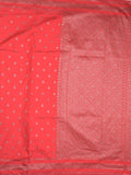 Chanderi kora fancy saree red color allover zari motifs & zari border with rich pallu and plain blouse