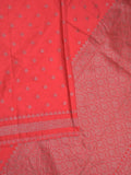 Chanderi kora fancy saree red color allover zari motifs & zari border with rich pallu and plain blouse