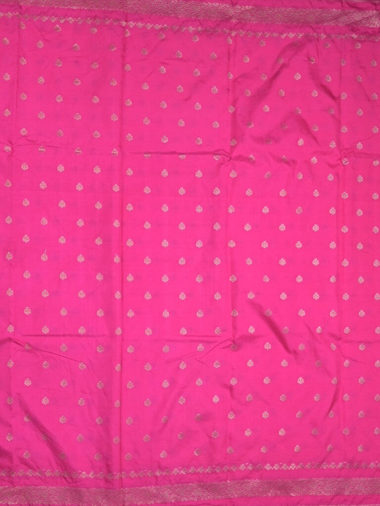 Chanderi kora fancy saree dark pink color allover zari motifs & zari border with rich pallu and plain blouse