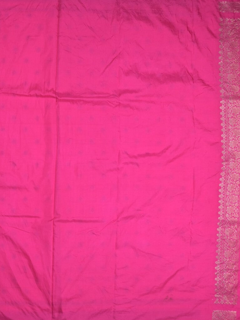 Chanderi kora fancy saree dark pink color allover zari motifs & zari border with rich pallu and plain blouse