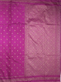 Chanderi kora fancy saree dark purple color allover zari motifs & zari border with rich pallu and plain blouse