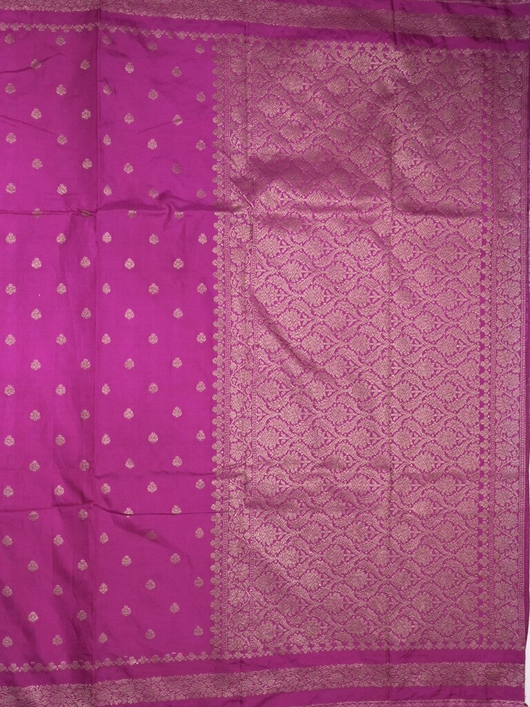 Chanderi kora fancy saree dark purple color allover zari motifs & zari border with rich pallu and plain blouse