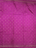 Chanderi kora fancy saree dark purple color allover zari motifs & zari border with rich pallu and plain blouse