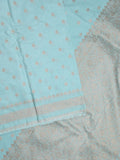 Chanderi kora fancy saree light blue color allover zari motifs & zari border with rich pallu and plain blouse