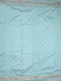 Chanderi kora fancy saree light blue color allover zari motifs & zari border with rich pallu and plain blouse