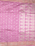 Chanderi kora fancy saree light purple color allover zari motifs & zari border with rich pallu and plain blouse