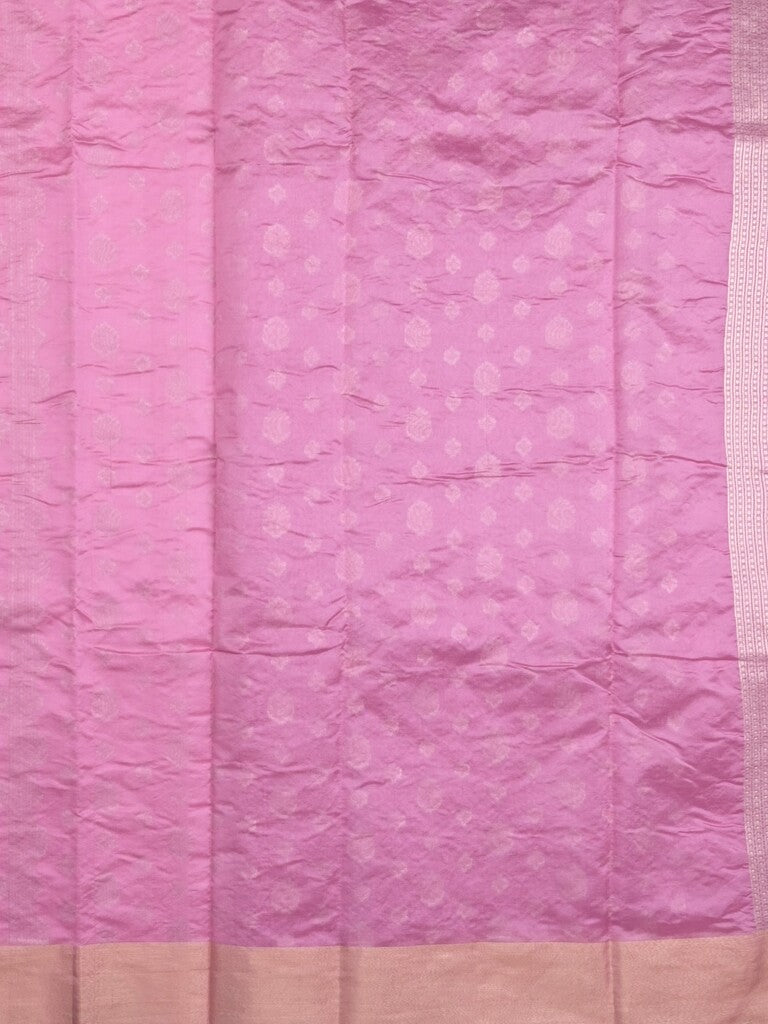 Chanderi kora fancy saree light purple color allover zari motifs & zari border with rich pallu and plain blouse