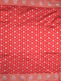 Chanderi kora fancy saree red color allover zari motifs & zari border with rich pallu and plain blouse