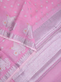 Chanderi fancy saree baby pink color allover zari weaves & weaving border with brocade pallu and brocade blouse